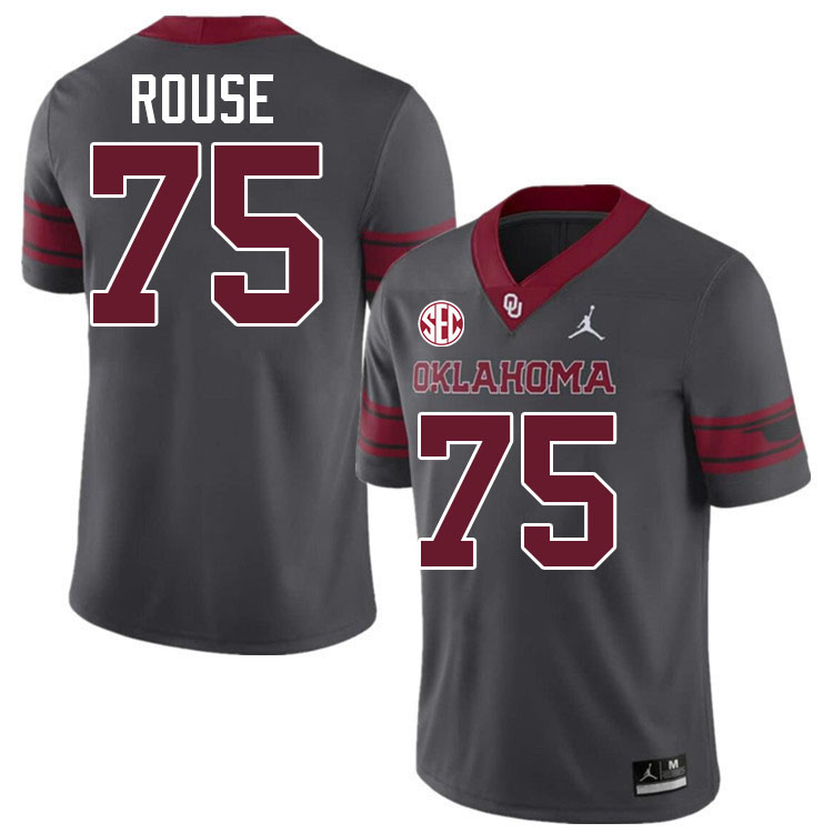 Oklahoma Sooners #75 Walter Rouse College Football Jerseys,Uniforms-Charcoal